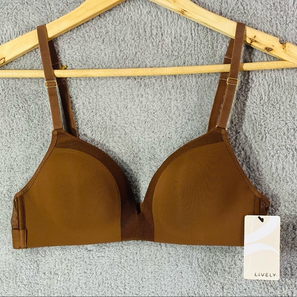 LIVELY Bra Women Size 36 A Brown Espresso Wireless Intimate Padded lingerie Hook - Picture 2 of 16
